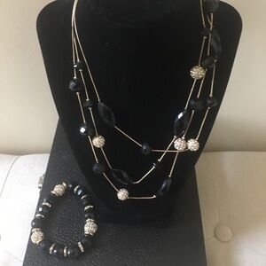 Nine West Elegant Black and Gold Jewelry Set